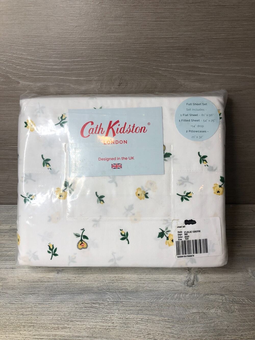 Cath Kidston London LACE DITSY LEMON FULL 4 Piece 100% Cotton Sheet Set NEW